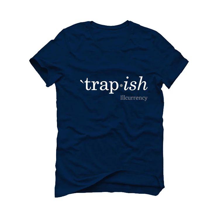 Air Jordan 1 High ‘85 “Georgetown” | illCurrency Navy Blue T-Shirt (trapish) - Image 2