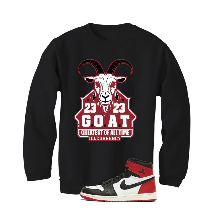 Air Jordan 1 High OG Black Toe Reimagined Black T-Shirt (GOAT 23)| illcurrency - Image 4