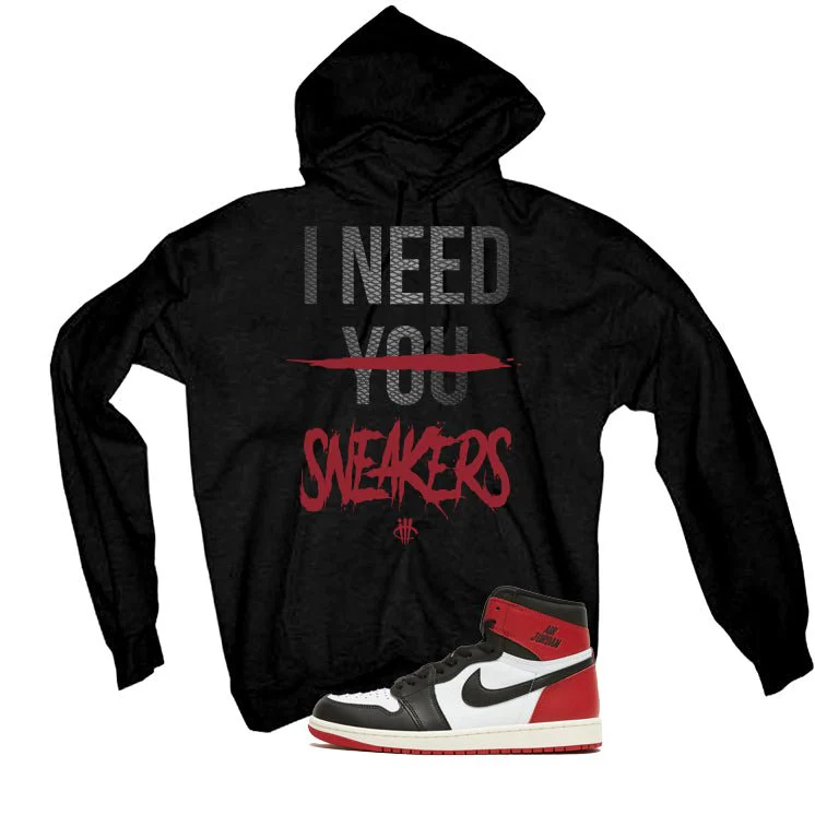 Air Jordan 1 High OG Black Toe Reimagined Black T-Shirt (I Need You Sneakers)| illcurrency - Image 3