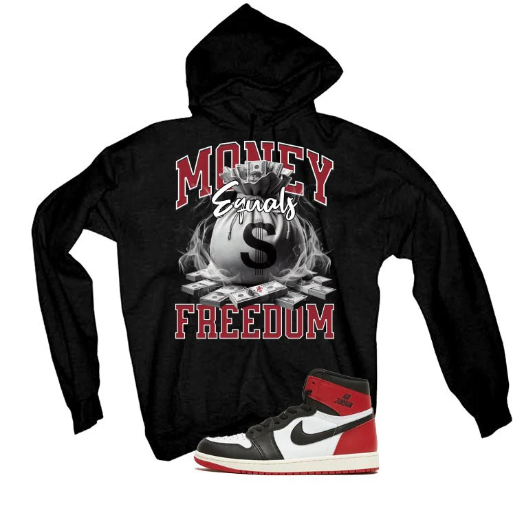 Air Jordan 1 High OG Black Toe Reimagined Black T-Shirt (Money Equals Freedom)| illcurrency - Image 3