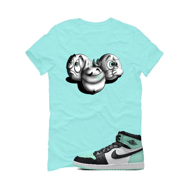 Air Jordan 1 High OG “Green Glow” | illcurrency Mint Green T-Shirt (SEE NO EVIL) - Image 2