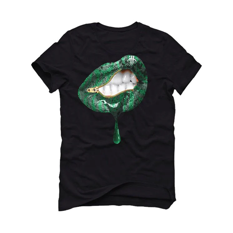 Air Jordan 1 High OG “Lucky Green” | illcurrency Black T-Shirt (LIPS UNSEALED) - Image 2