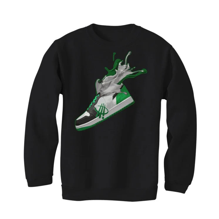 Air Jordan 1 High OG “Lucky Green” | illcurrency Black T-Shirt (SPLASH) - Image 4
