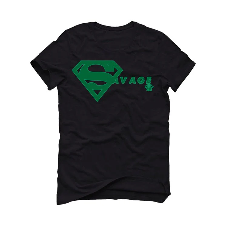 Air Jordan 1 High OG “Lucky Green” | illcurrency Black T-Shirt (SUPER SAVAGE) - Image 2