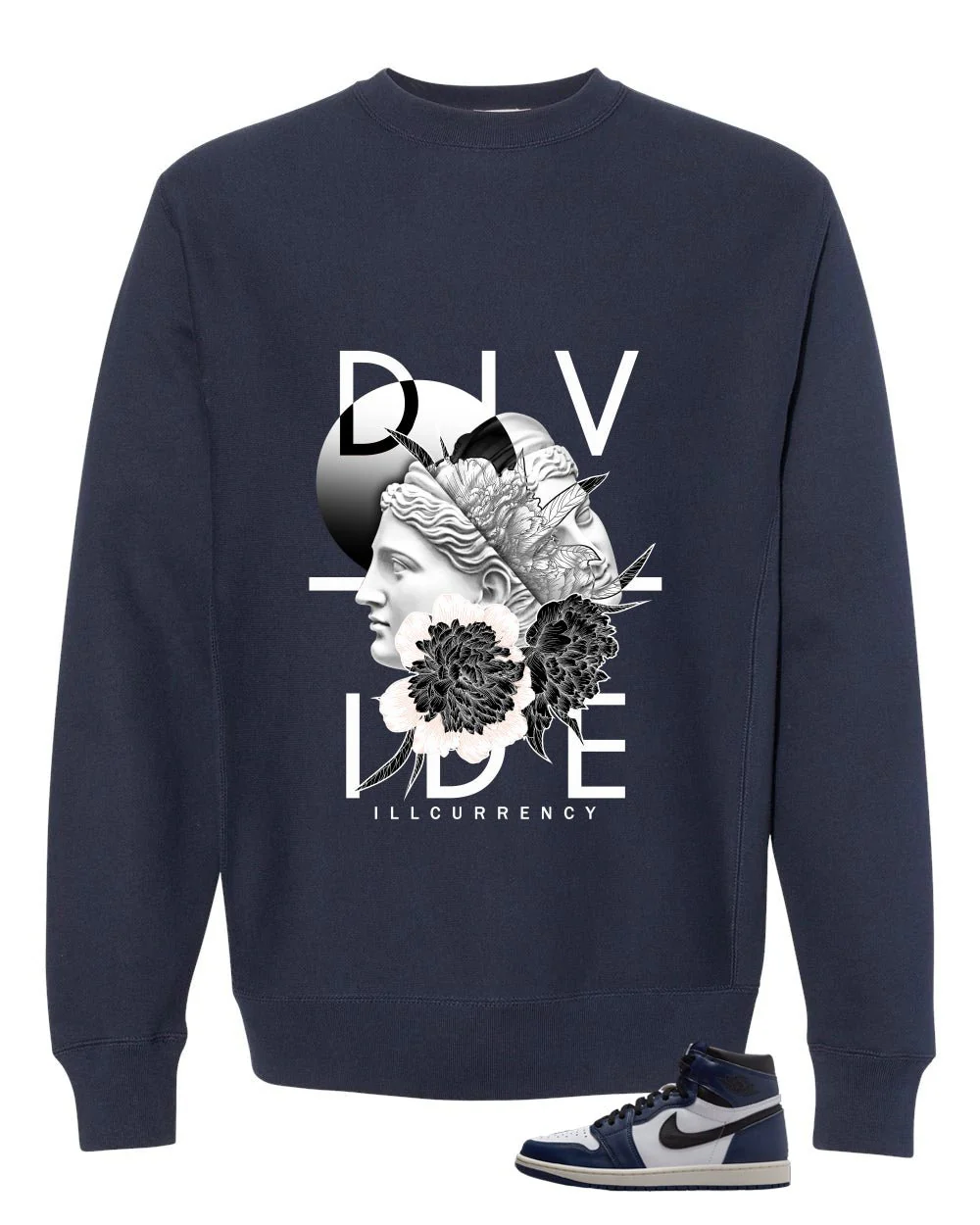 Air Jordan 1 High OG Midnight Navy Navy Blue T-Shirt (Divide)| illcurrency - Image 4