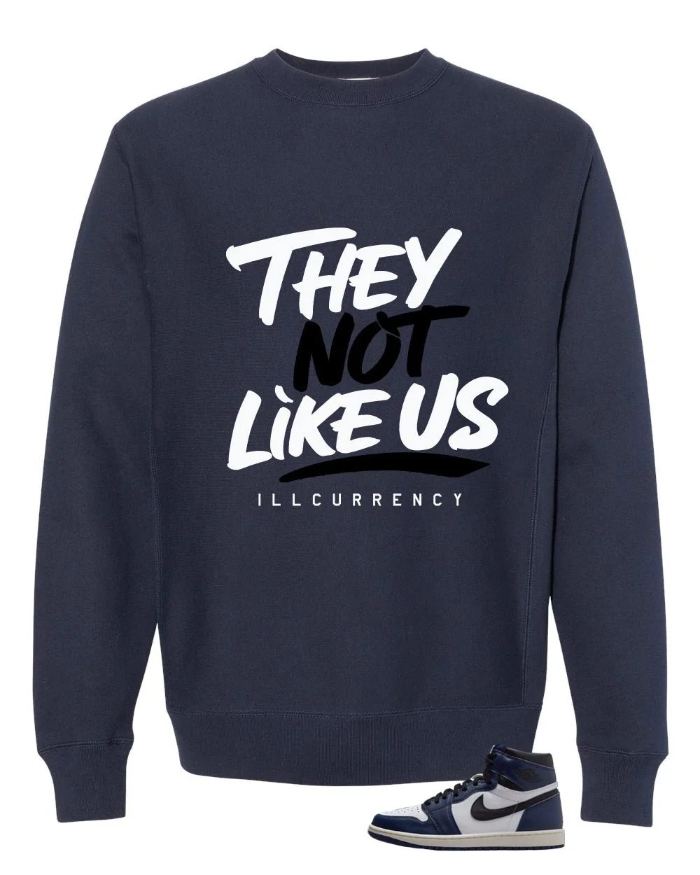 Air Jordan 1 High OG Midnight Navy Navy Blue T-Shirt (They not like us)| illcurrency - Image 4