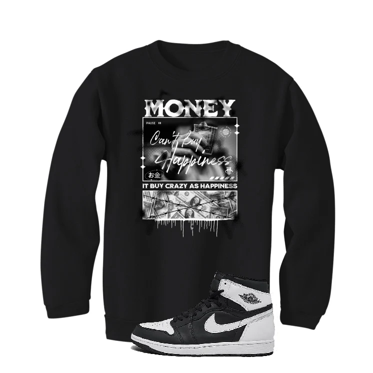 Air Jordan 1 High OG “Reverse Panda” | illcurrency Black T-Shirt (money can't buy happiness) - Image 4