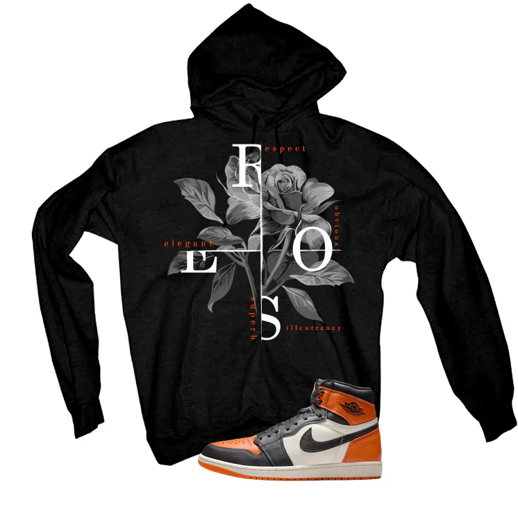 Air Jordan 1 High OG Shattered Backboard Black T-Shirt (Roses)| illcurrency - Image 3