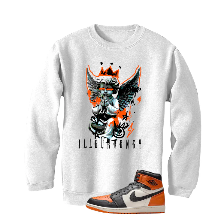 Air Jordan 1 High OG Shattered Backboard White T-Shirt (Graffiti Angel)| illcurrency - Image 4