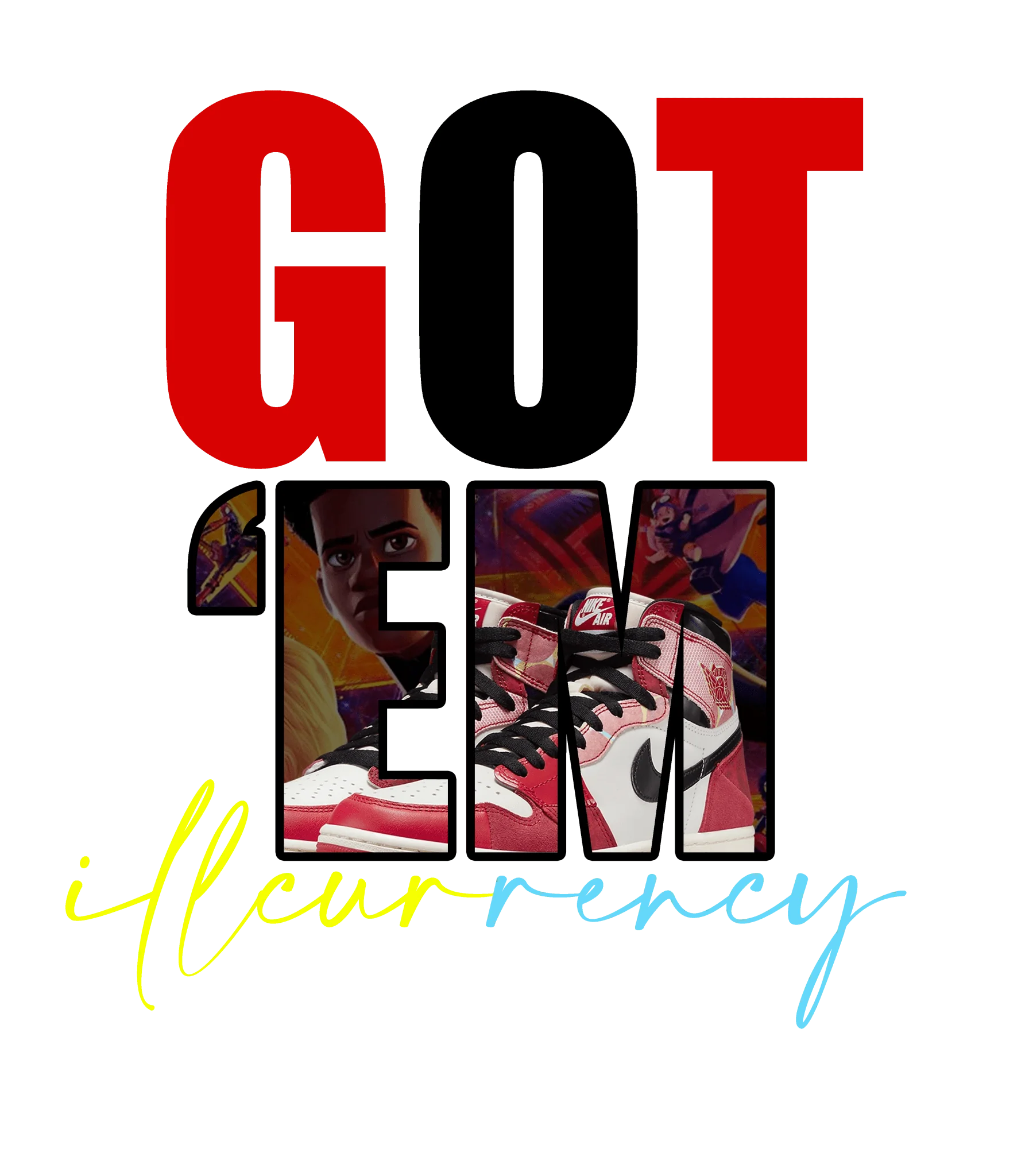 Air Jordan 1 High OG “Spider-Man: Across the Spider-Verse” | ILLCURRENCY White T-Shirt (Got Em)