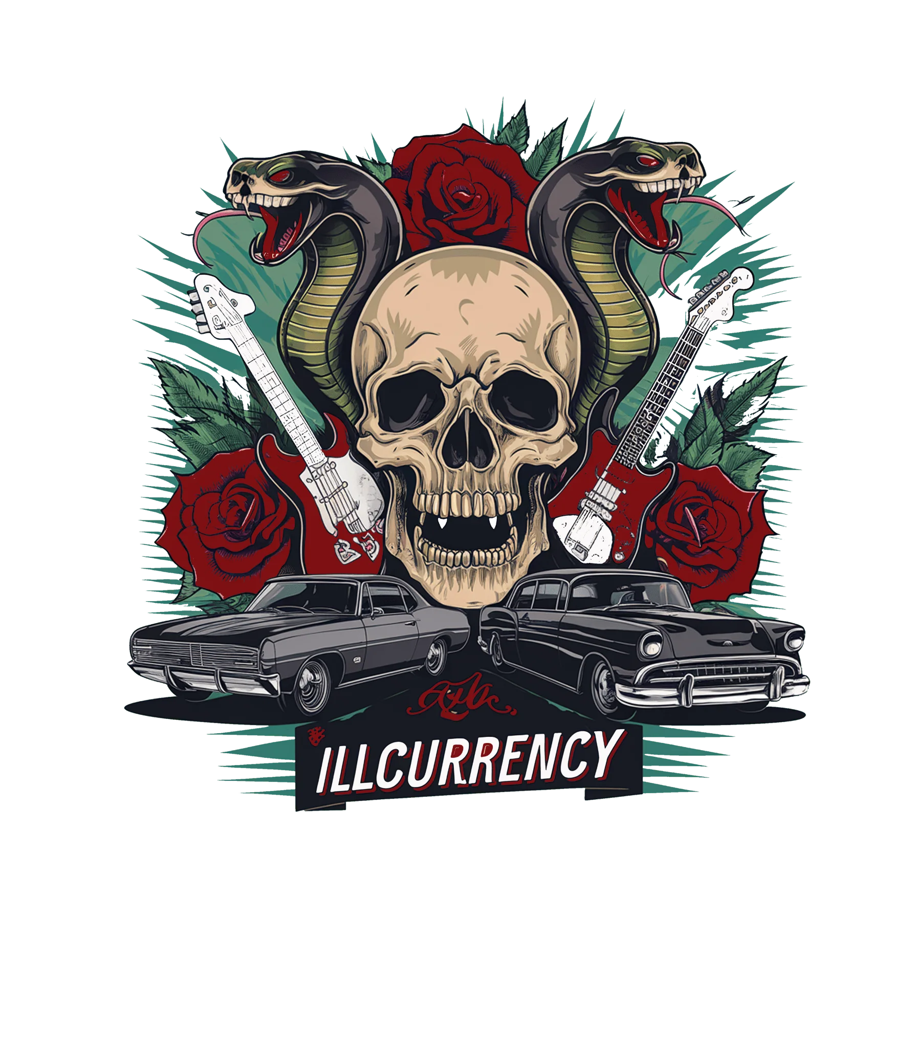 Air Jordan 1 High OG “Team Red” | illcurrency White T-Shirt (Guitars and Roses Vintage)