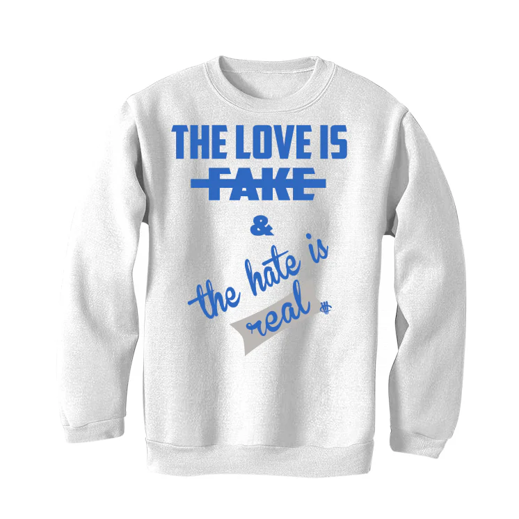 Air Jordan 1 High OG “True Blue” White T-Shirt (Love is Fake) - Image 4