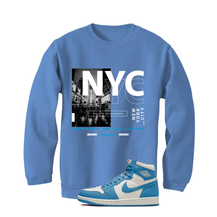 Air Jordan 1 High OG UNC Reimagined Carolina Blue T-Shirt (City Never Sleeps)| illcurrency - Image 4