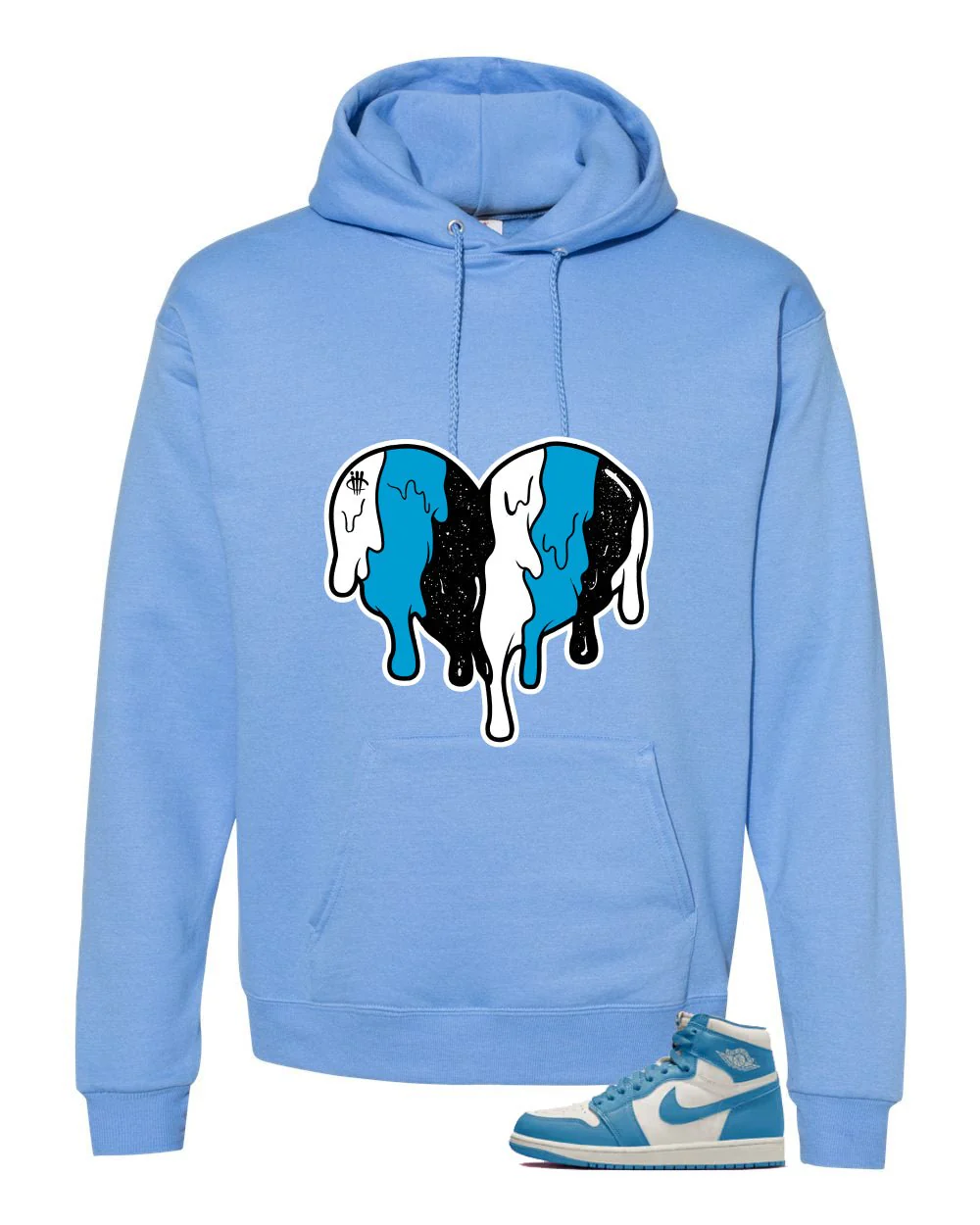 Air Jordan 1 High OG UNC Reimagined Carolina Blue T-Shirt (Heart)| illcurrency - Image 3