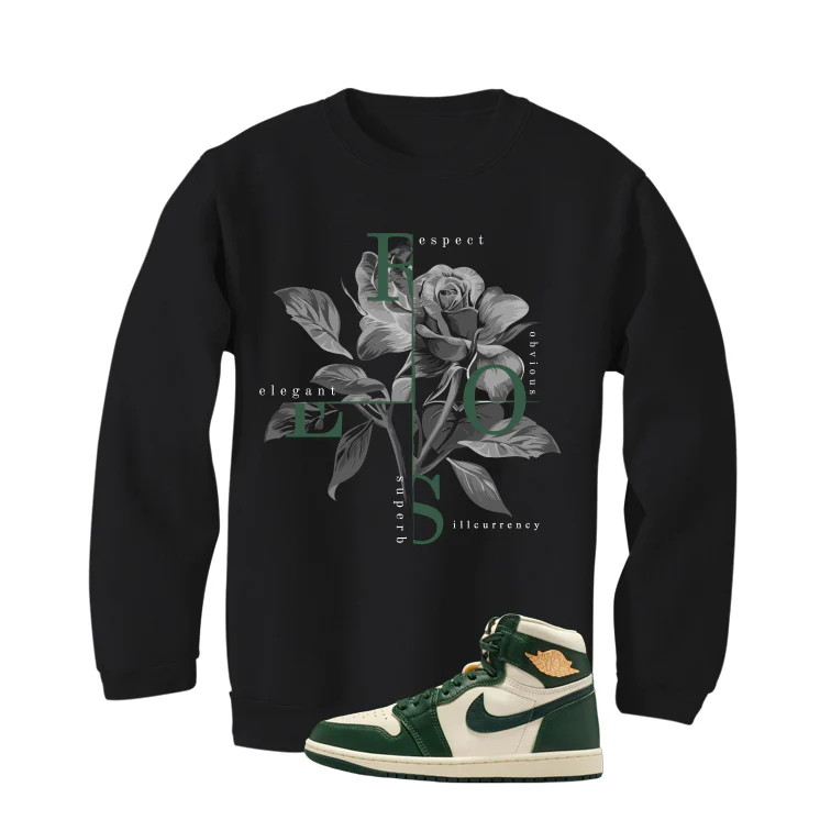 Air Jordan 1 High OG WMNS Fir Matching T-Shirt, Sweatshirts & Hoodies Black T-Shirt (Roses)| illcurrency - Image 4