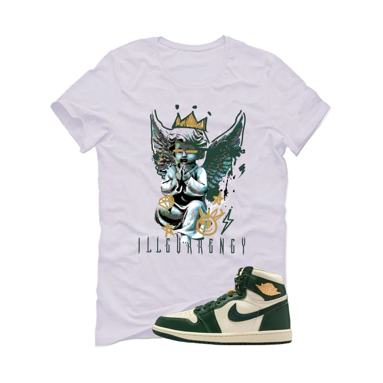 Air Jordan 1 High OG WMNS Fir Matching T-Shirt, Sweatshirts & Hoodies White T-Shirt (Graffiti Angel)| illcurrency - Image 2