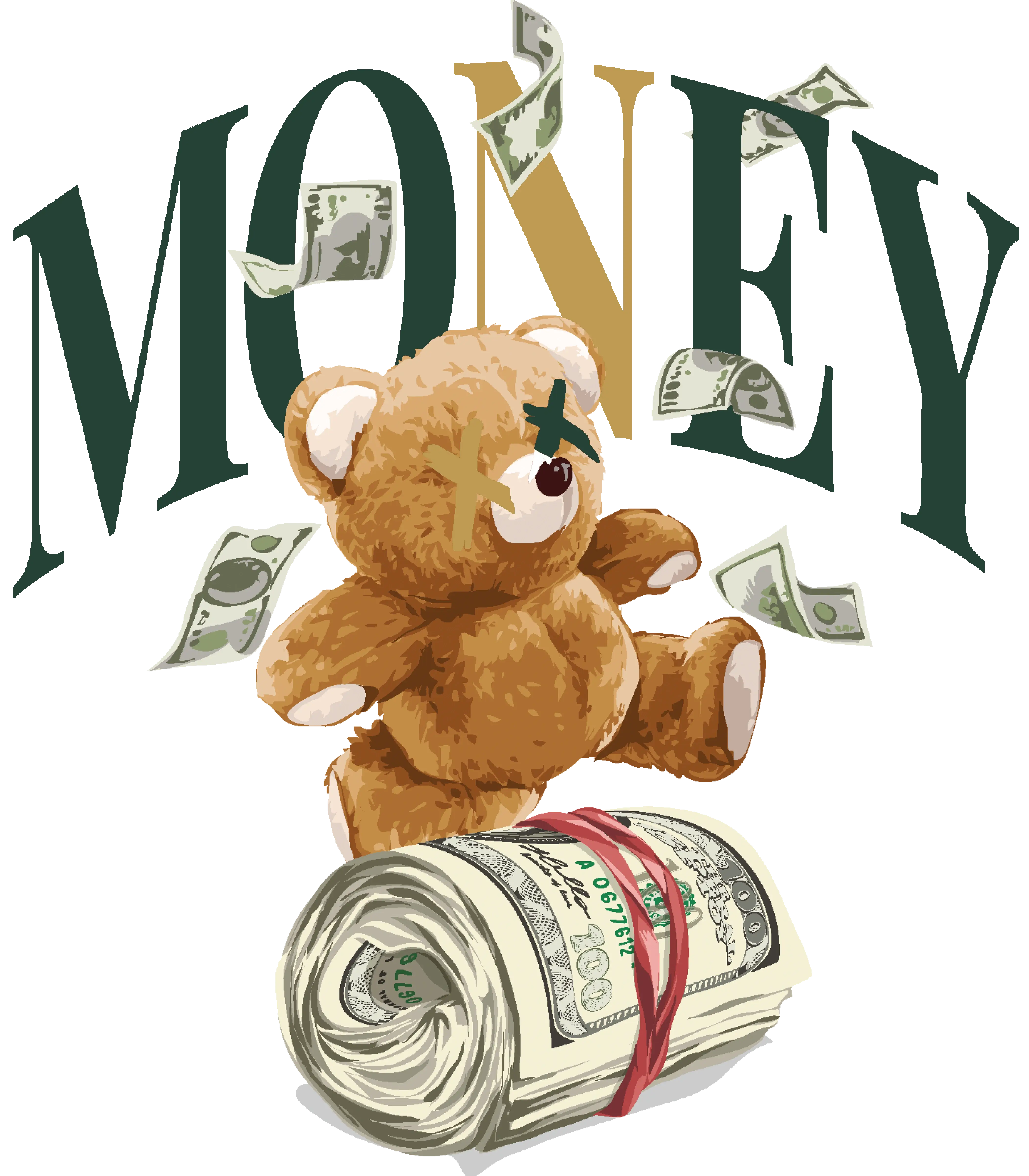 Air Jordan 1 High OG WMNS Fir Matching T-Shirt, Sweatshirts & Hoodies White T-Shirt (Money Bear)| illcurrency