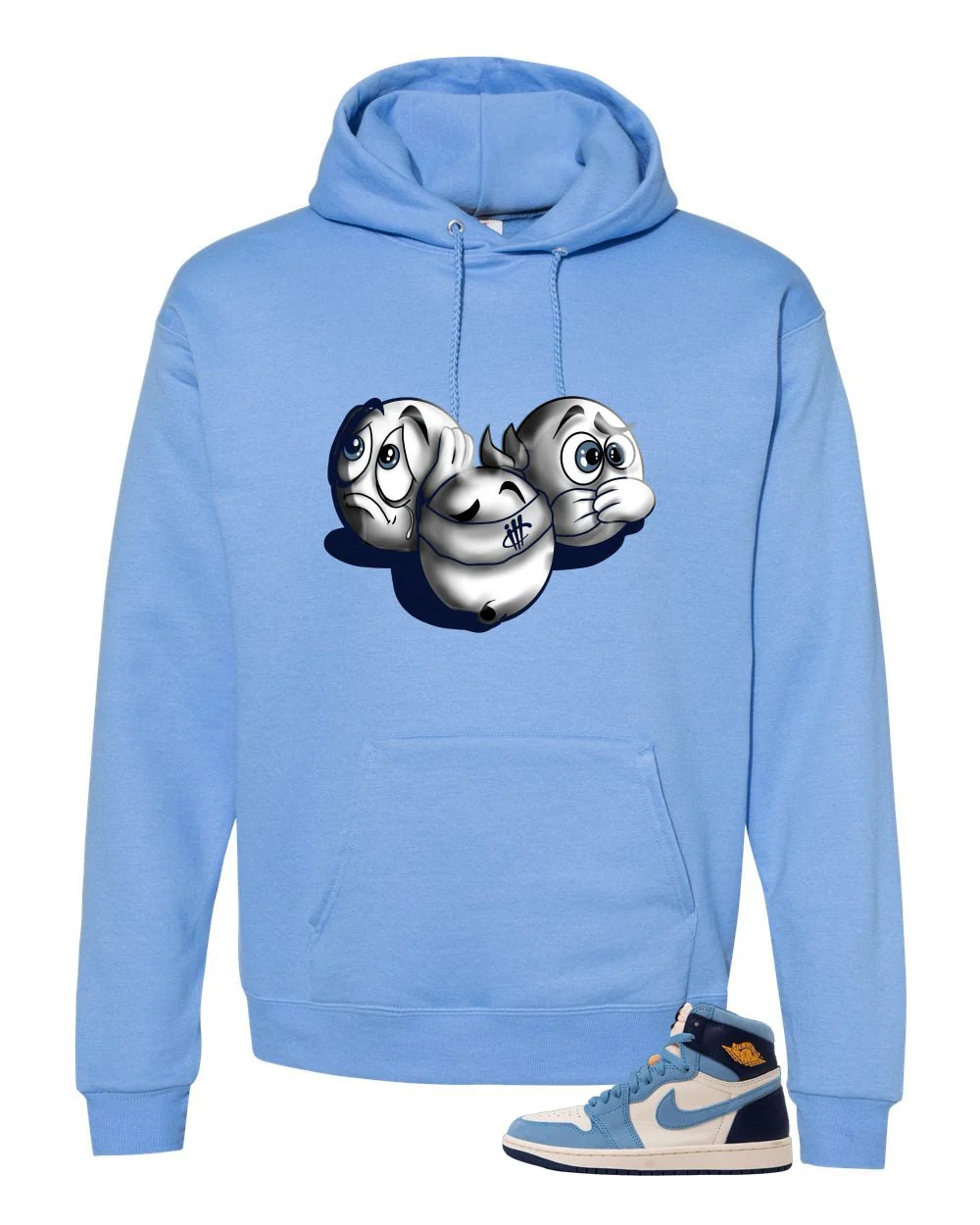 Air Jordan 1 High OG WMNS First in Flight Carolina Blue T-Shirt (SEE NO EVIL)| illcurrency - Image 3