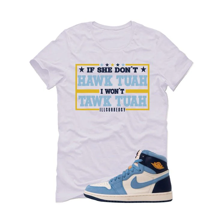 Air Jordan 1 High OG WMNS First in Flight White T-Shirt (Hawk Tuah)| illcurrency - Image 2