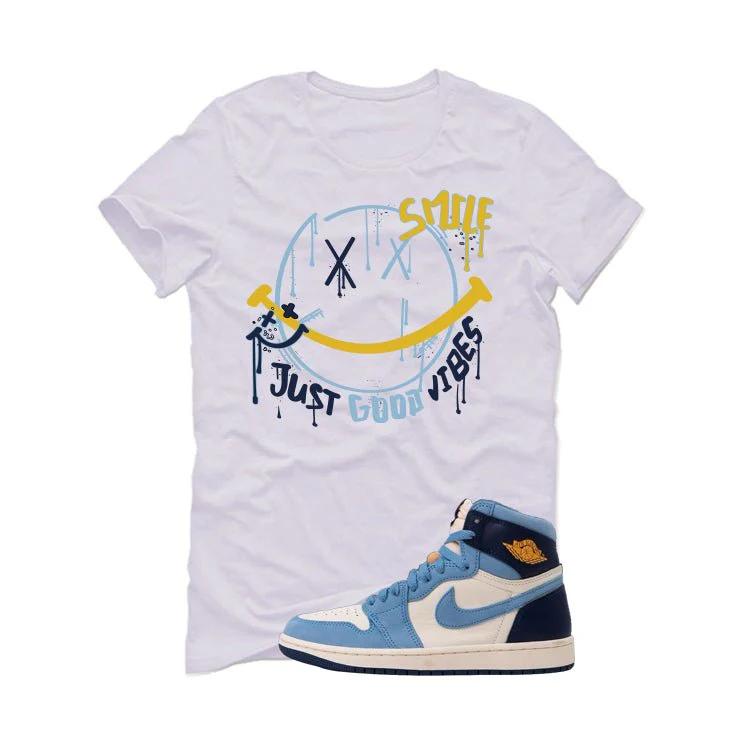 Air Jordan 1 High OG WMNS First in Flight White T-Shirt (Smile)| illcurrency - Image 2