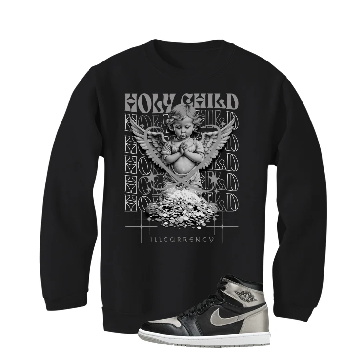 Air Jordan 1 High OG WMNS Satin Shadow Black T-Shirt (Holy Child)| illcurrency - Image 4
