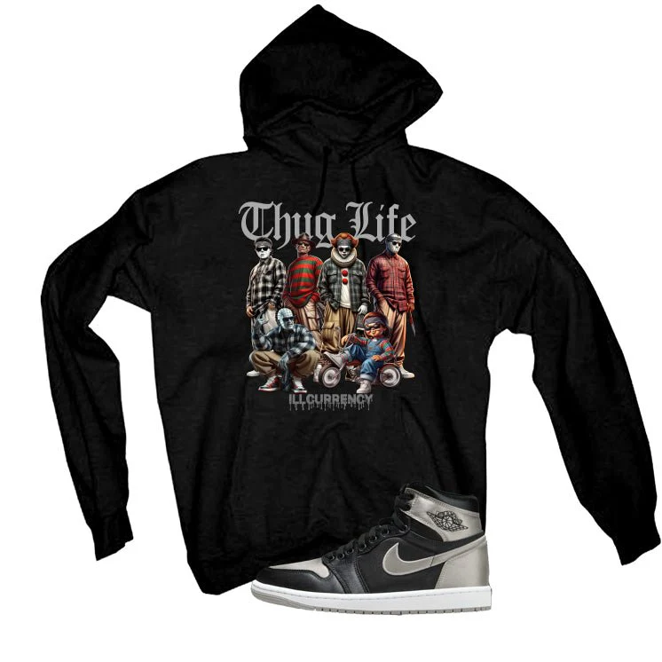Air Jordan 1 High OG WMNS Satin Shadow Black T-Shirt (Thug Life Halloween)| illcurrency - Image 3