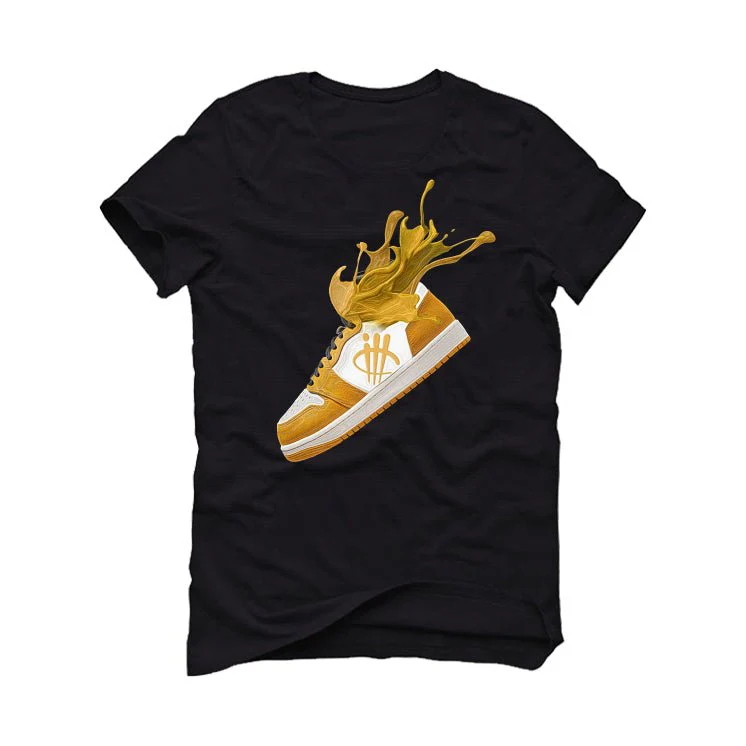 Air Jordan 1 High OG “Yellow Ochre” | illcurrency Black T-Shirt (SPLASH) - Image 2
