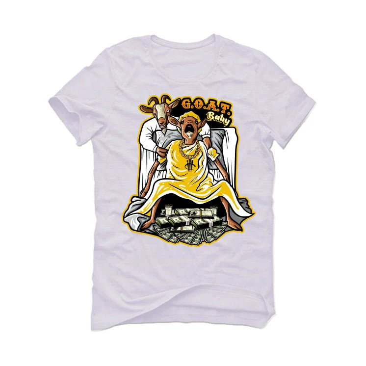 Air Jordan 1 High OG “Yellow Ochre” | illcurrency White T-Shirt (Goat baby) - Image 2