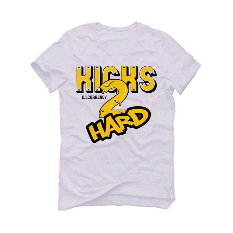 Air Jordan 1 High OG “Yellow Ochre” | illcurrency White T-Shirt (Kicks 2 Hard) - Image 2