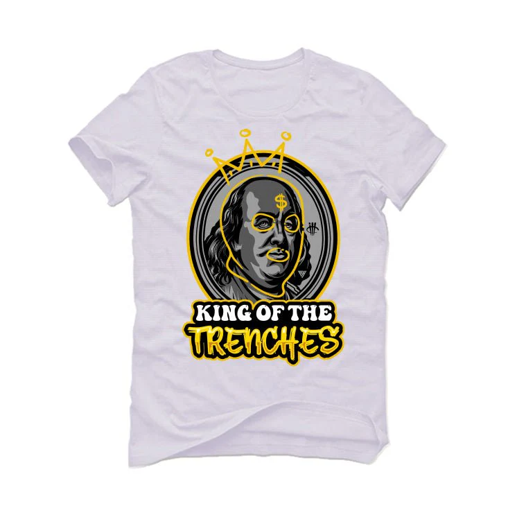 Air Jordan 1 High OG “Yellow Ochre” | illcurrency White T-Shirt (king of the trenches) - Image 2