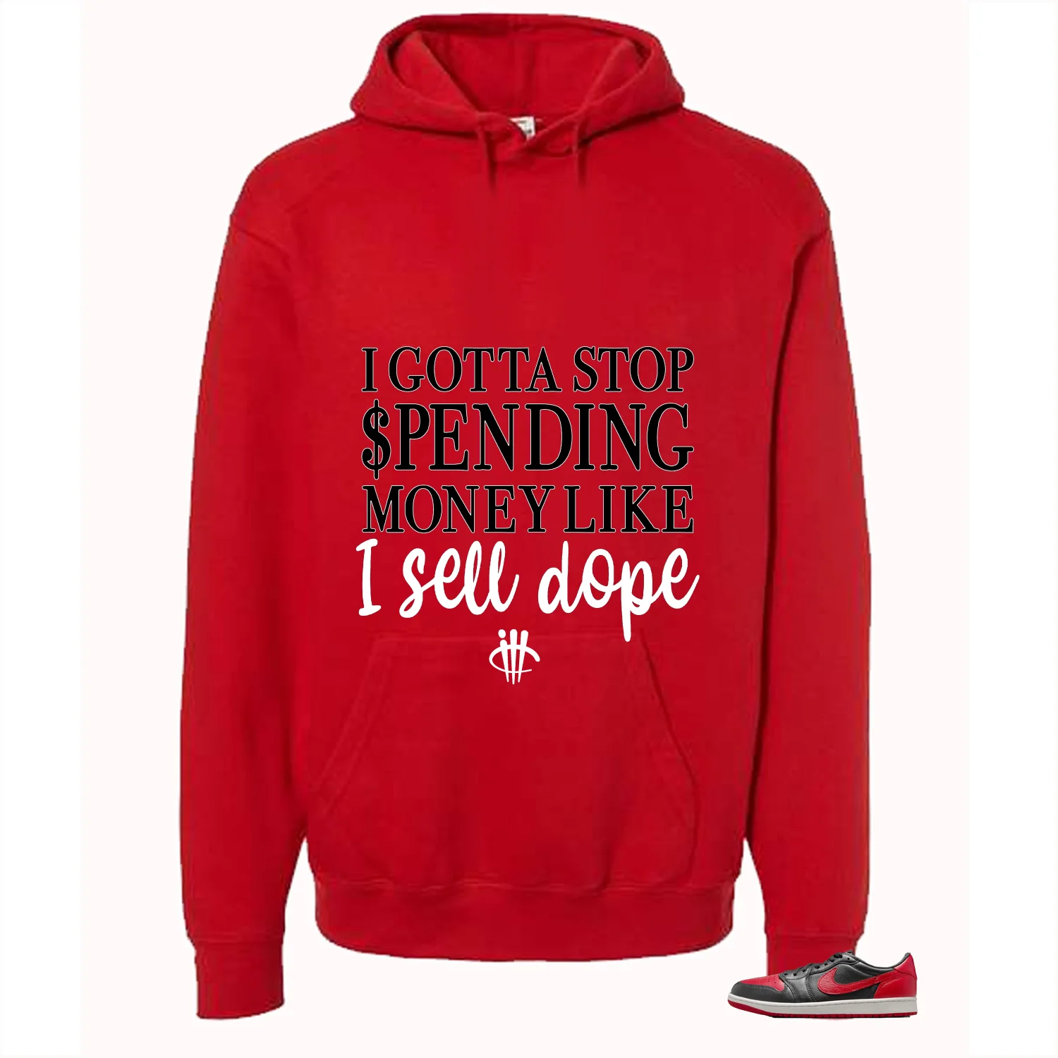 Air Jordan 1 Low OG Banned Matching T-Shirt, Sweatshirts & Hoodies Red T-Shirt (Gotta Stop Spending Money)| illcurrency - Image 3