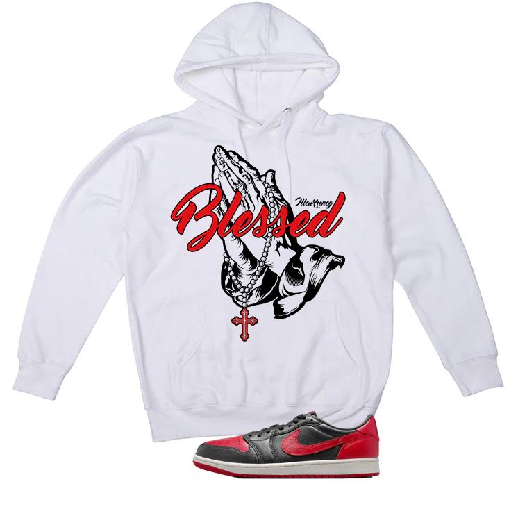 Air Jordan 1 Low OG Banned Matching T-Shirt, Sweatshirts & Hoodies White T-Shirt (Blessed)| illcurrency - Image 3
