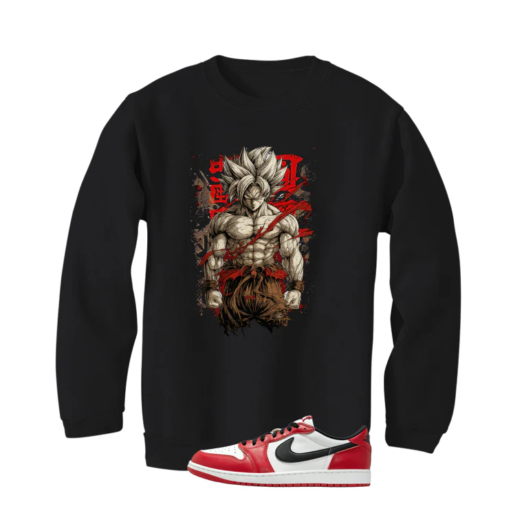 Air Jordan 1 Low OG Chicago Matching T-Shirt, Sweatshirts & Hoodies Black T-Shirt (Goku)| illcurrency - Image 4