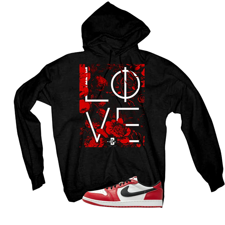 Air Jordan 1 Low OG Chicago Matching T-Shirt, Sweatshirts & Hoodies Black T-Shirt (Love)| illcurrency - Image 3