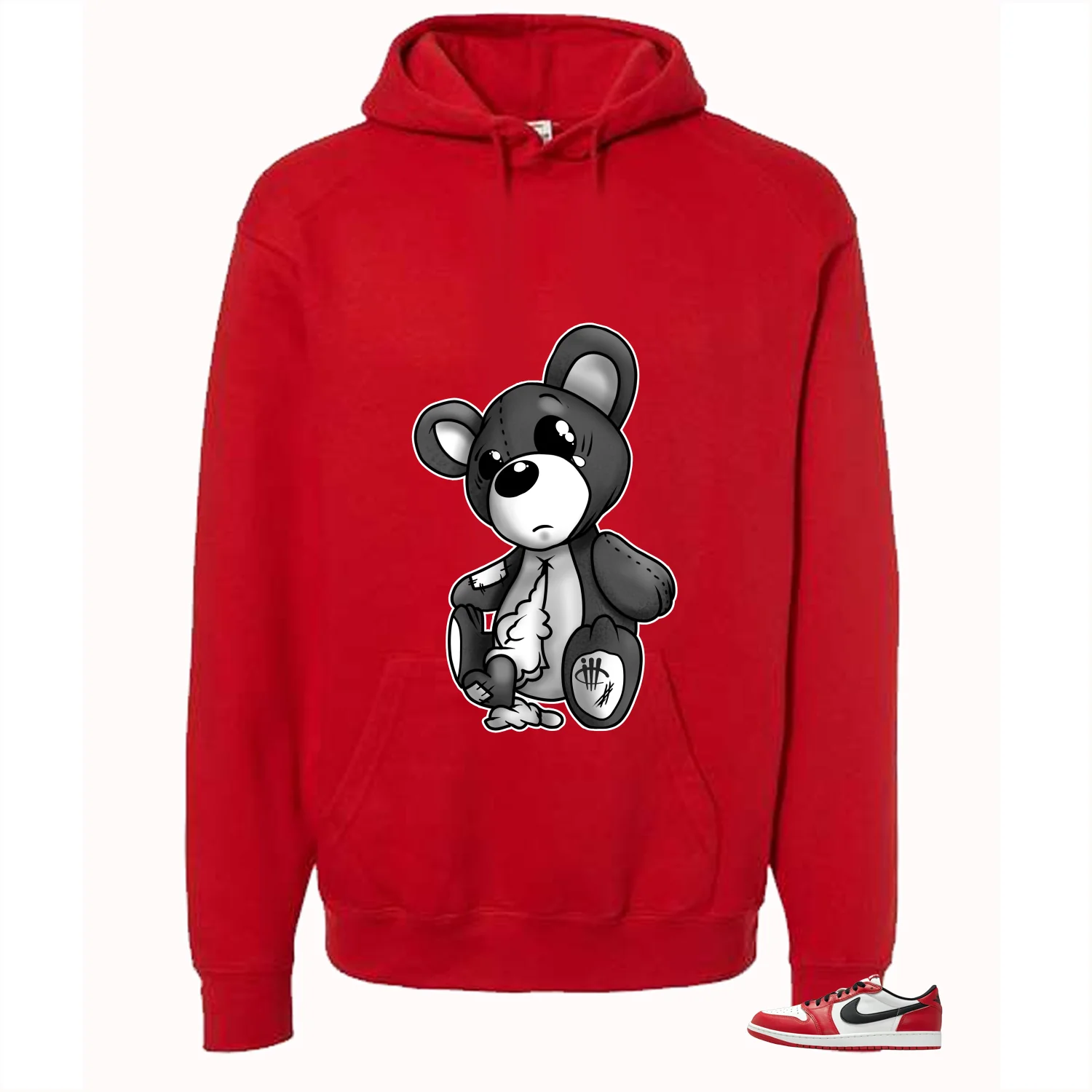 Air Jordan 1 Low OG Chicago Matching T-Shirt, Sweatshirts & Hoodies Red T-Shirt (Big Teddy)| illcurrency - Image 3