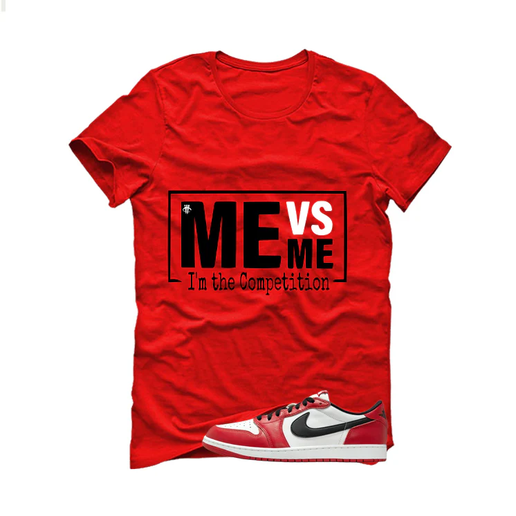 Air Jordan 1 Low OG Chicago Matching T-Shirt, Sweatshirts & Hoodies Red T-Shirt (Me Vs Me)| illcurrency - Image 2