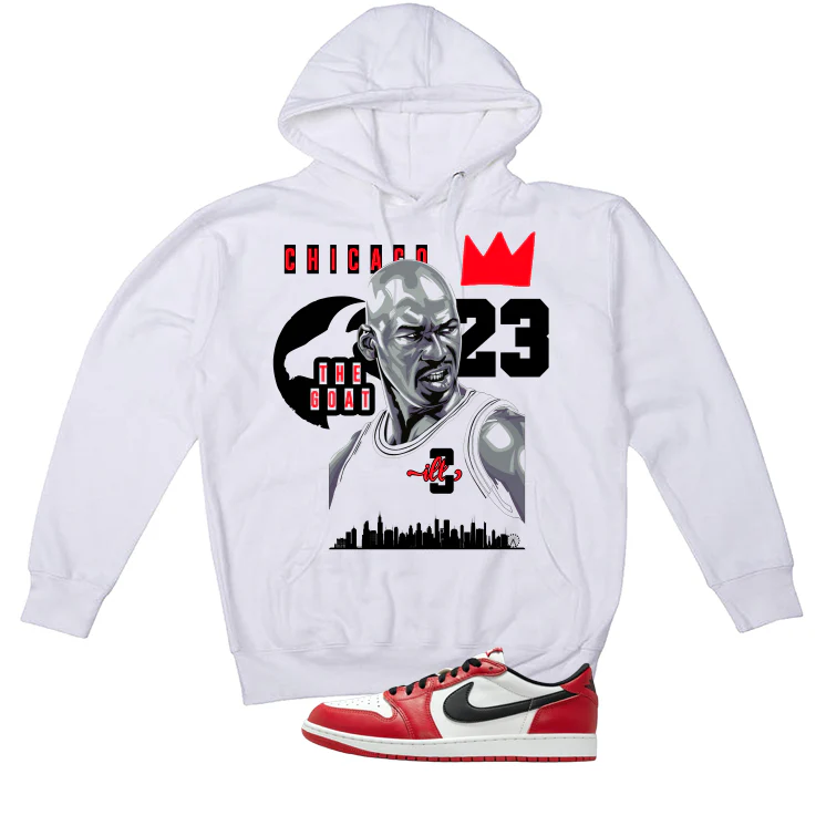 Air Jordan 1 Low OG Chicago Matching T-Shirt, Sweatshirts & Hoodies White T-Shirt (Goat)| illcurrency - Image 3