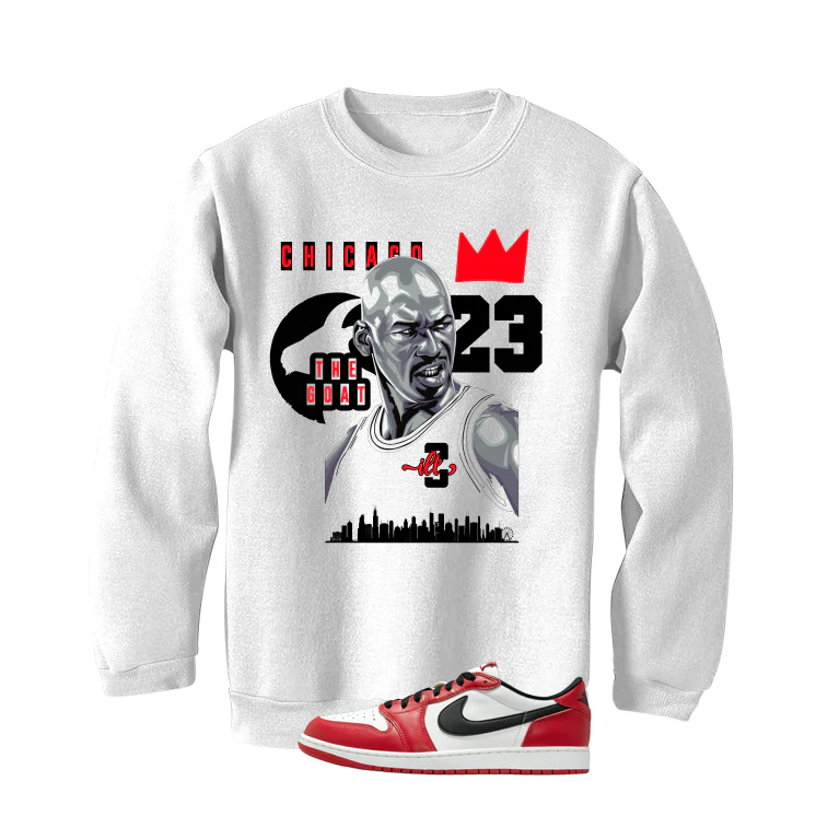 Air Jordan 1 Low OG Chicago Matching T-Shirt, Sweatshirts & Hoodies White T-Shirt (Goat)| illcurrency - Image 4