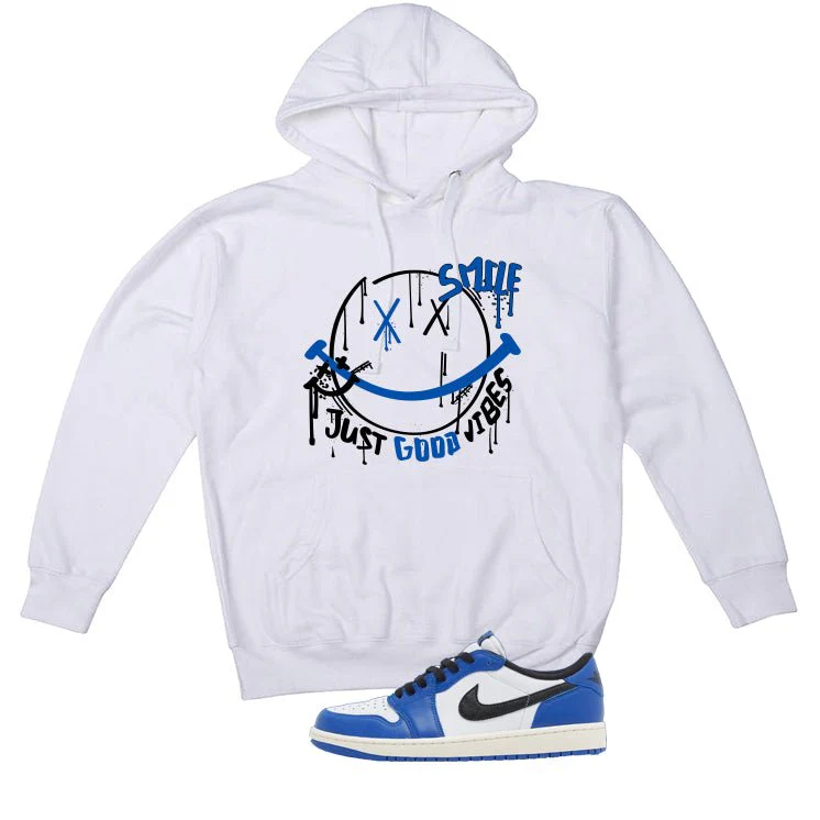 Air Jordan 1 Low OG Game Royal White T-Shirt (Smile)| illcurrency - Image 3