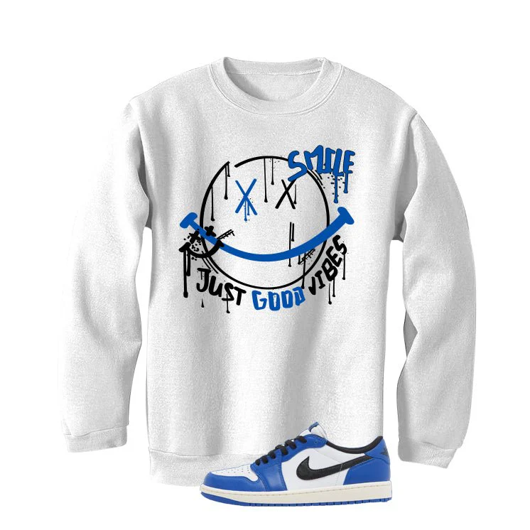 Air Jordan 1 Low OG Game Royal White T-Shirt (Smile)| illcurrency - Image 4