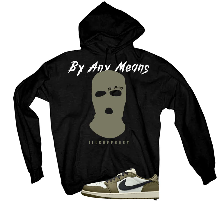 Air Jordan 1 Low OG Medium Olive Matching T-Shirt, Sweatshirts & Hoodies Black T-Shirt (By Any Means)| illcurrency - Image 3