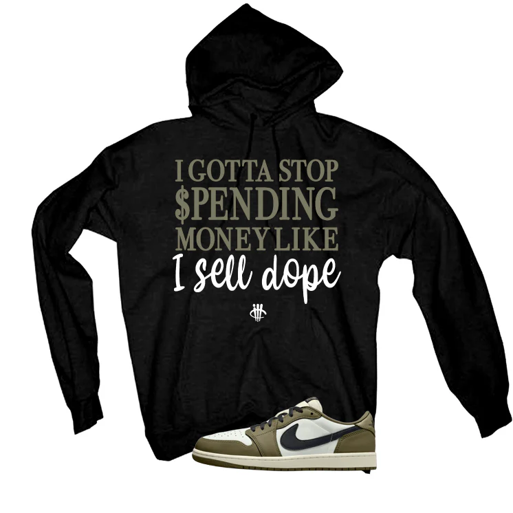 Air Jordan 1 Low OG Medium Olive Matching T-Shirt, Sweatshirts & Hoodies Black T-Shirt (Gotta Stop Spending Money)| illcurrency - Image 3