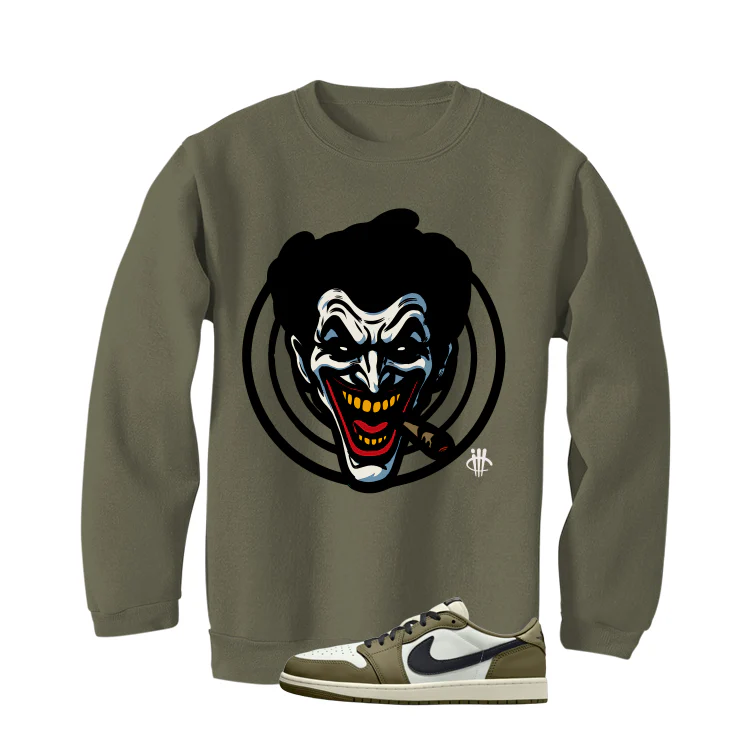 Air Jordan 1 Low OG Medium Olive Matching T-Shirt, Sweatshirts & Hoodies Military Green T-Shirt (Joke The Joker)| illcurrency - Image 4