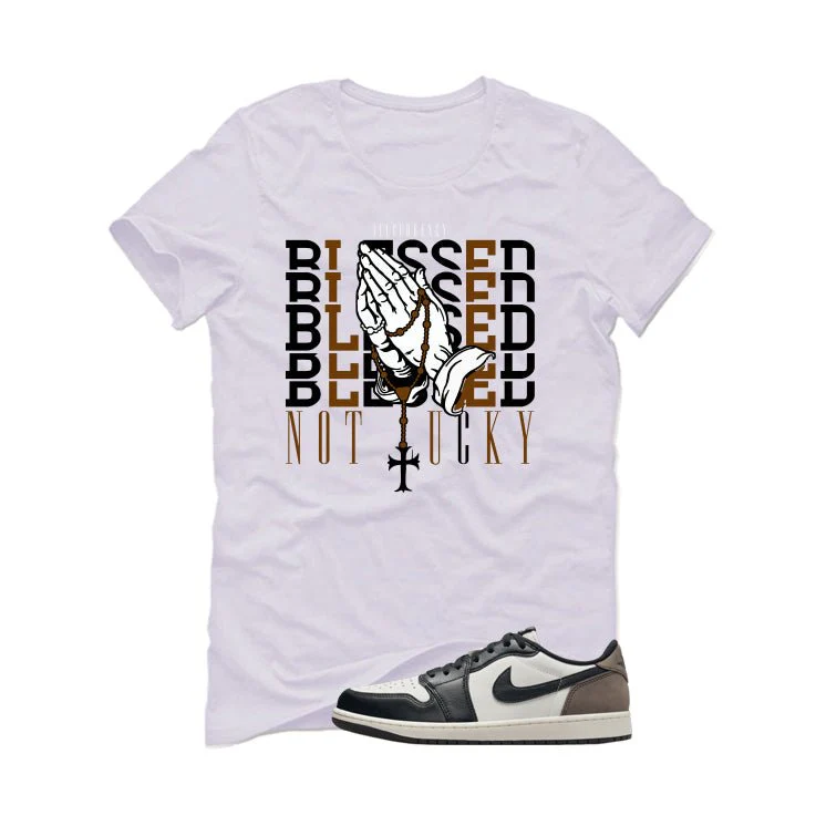 Air Jordan 1 Low OG Mocha White T-Shirt (Blessed not lucky)| illcurrency - Image 2