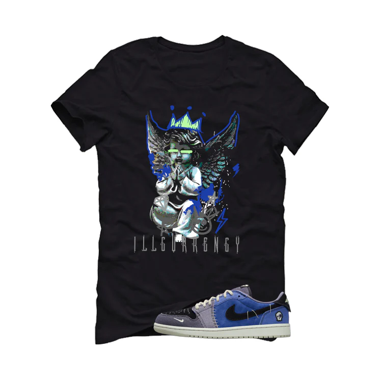 Air Jordan 1 Low OG Voodoo Alternate Matching T-Shirt, Sweatshirts & Hoodies Black T-Shirt (Graffiti Angel)| illcurrency - Image 2