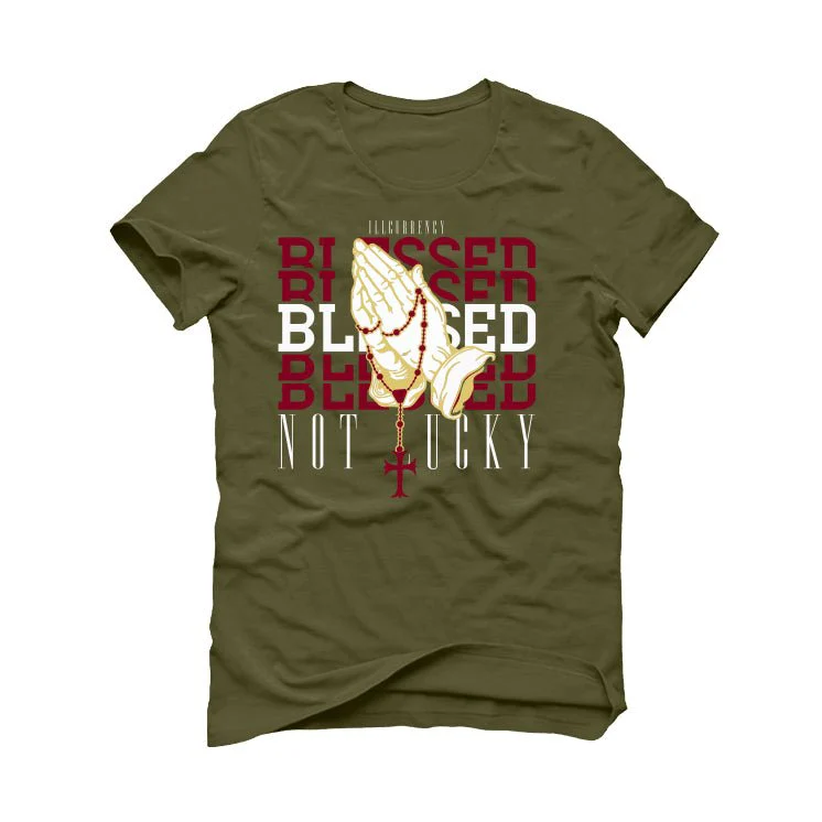 Air Jordan 1 Low OG "Year of the Dragon"  | illcurrency Military Green T-Shirt (Blessed not lucky) - Image 2