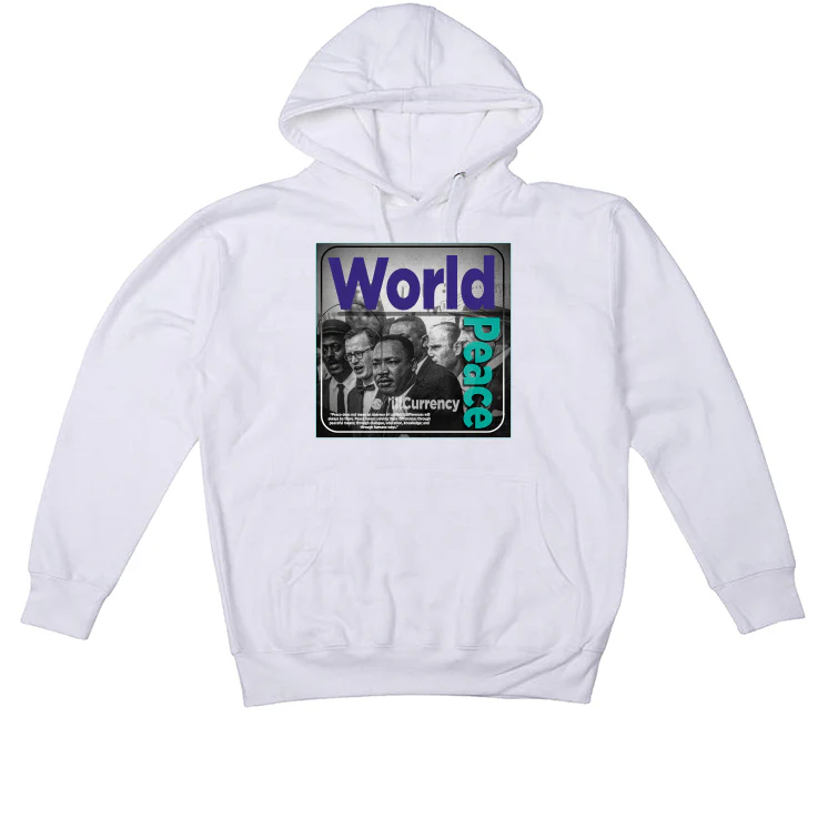 AIR JORDAN 1 MID BLACK GRAPE | ILLCURRENCY White T-Shirt (WORLD PEACE) - Image 3