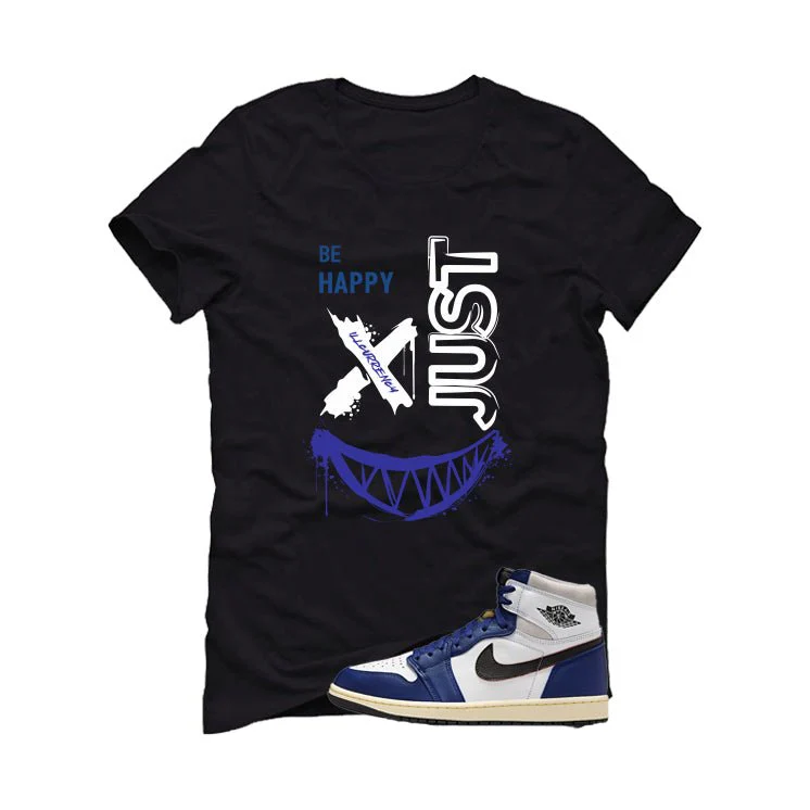 Air Jordan 1 Rare Air Deep Royal Blue Black T-Shirt (Be Happy)| illcurrency - Image 2