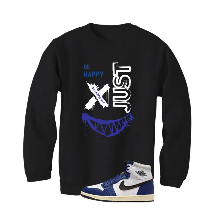 Air Jordan 1 Rare Air Deep Royal Blue Black T-Shirt (Be Happy)| illcurrency - Image 4