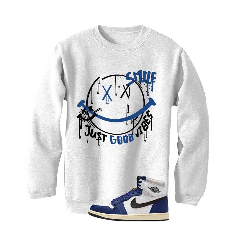 Air Jordan 1 Rare Air Deep Royal Blue White T-Shirt (Smile)| illcurrency - Image 4